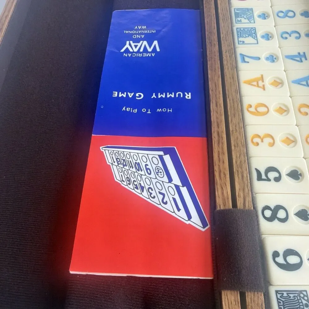 Vintage Rummikub Deluxe Wooden Carry Case Complete 106 Tiles American Way